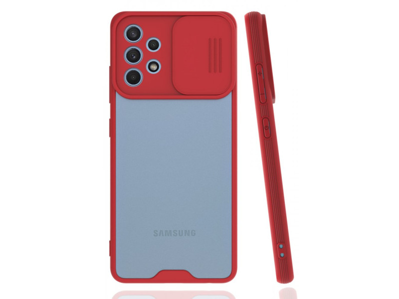 Newface Samsung Galaxy A32 Kılıf Platin Kamera Koruma Silikon - Kırmızı