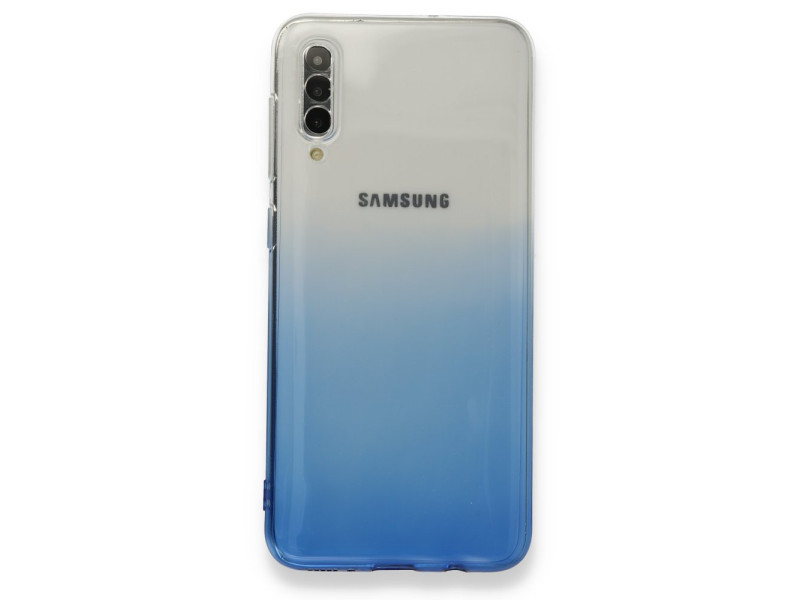 Newface Samsung Galaxy A50S Kılıf Lüx Çift Renkli Silikon - Mavi