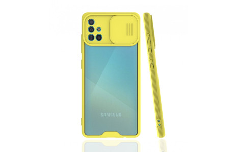 Newface Samsung Galaxy A51 Kılıf Platin Kamera Koruma Silikon - Sarı