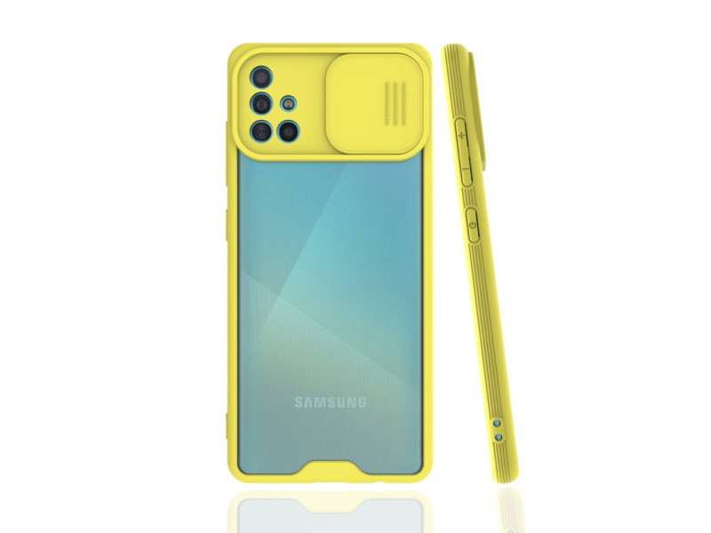 Newface Samsung Galaxy A51 Kılıf Platin Kamera Koruma Silikon - Sarı