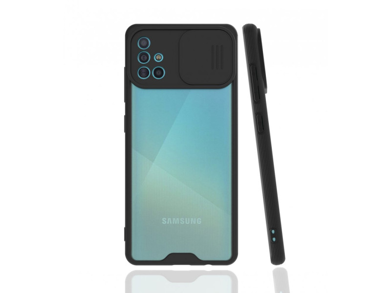 Newface Samsung Galaxy A51 Kılıf Platin Kamera Koruma Silikon - Siyah