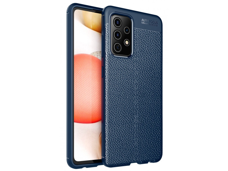 Newface Samsung Galaxy A52 Kılıf Focus Derili Silikon - Lacivert