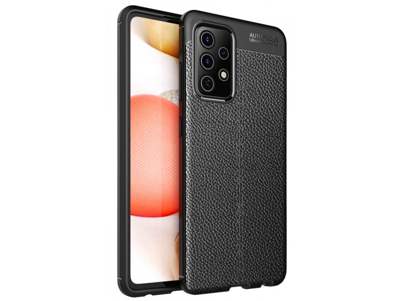 Newface Samsung Galaxy A52 Kılıf Focus Derili Silikon - Siyah