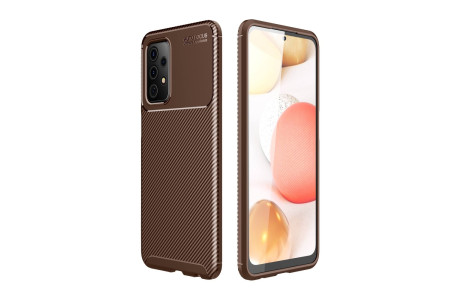 Newface Samsung Galaxy A52 Kılıf Focus Karbon Silikon - Kahverengi
