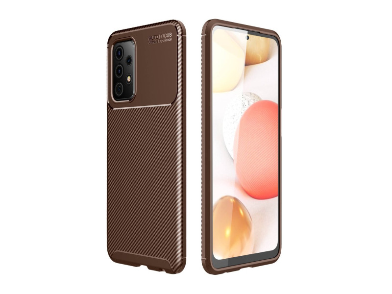 Newface Samsung Galaxy A52 Kılıf Focus Karbon Silikon - Kahverengi