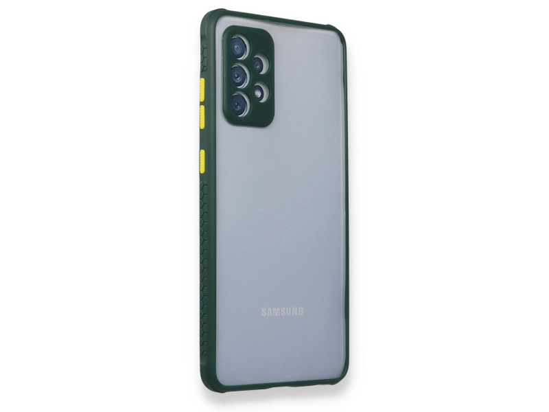Newface Samsung Galaxy A52 Kılıf Miami Şeffaf Silikon - Koyu Yeşil
