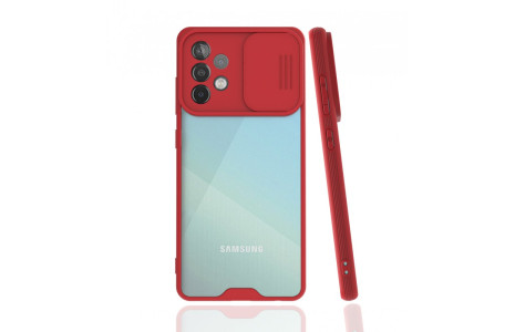 Newface Samsung Galaxy A52 Kılıf Platin Kamera Koruma Silikon - Kırmızı