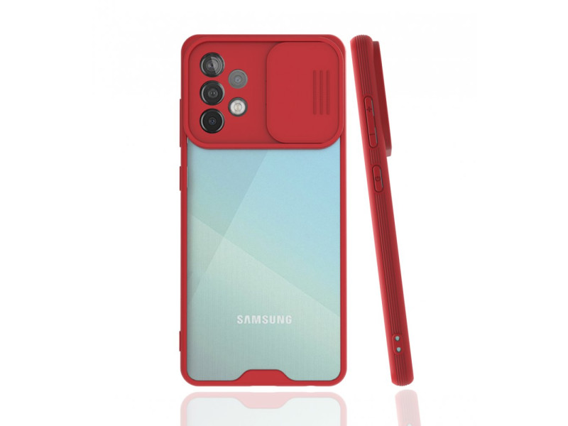 Newface Samsung Galaxy A52 Kılıf Platin Kamera Koruma Silikon - Kırmızı