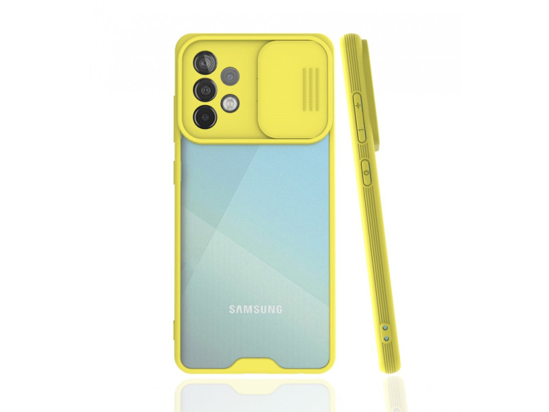 Newface Samsung Galaxy A52 Kılıf Platin Kamera Koruma Silikon - Sarı