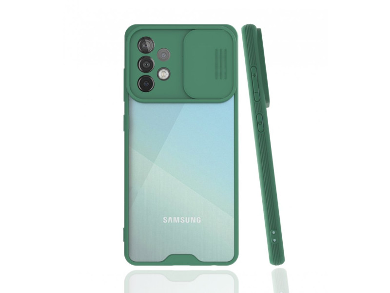 Newface Samsung Galaxy A52 Kılıf Platin Kamera Koruma Silikon - Yeşil