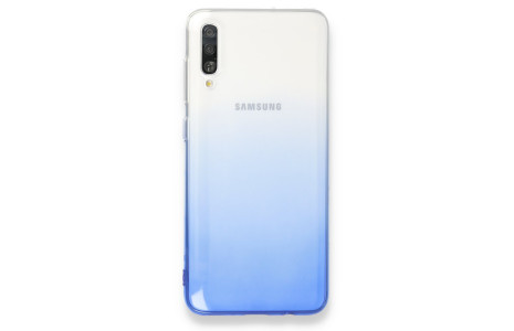 Newface Samsung Galaxy A70 Kılıf Lüx Çift Renkli Silikon - Mavi