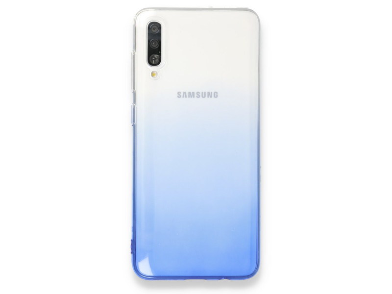 Newface Samsung Galaxy A70 Kılıf Lüx Çift Renkli Silikon - Mavi