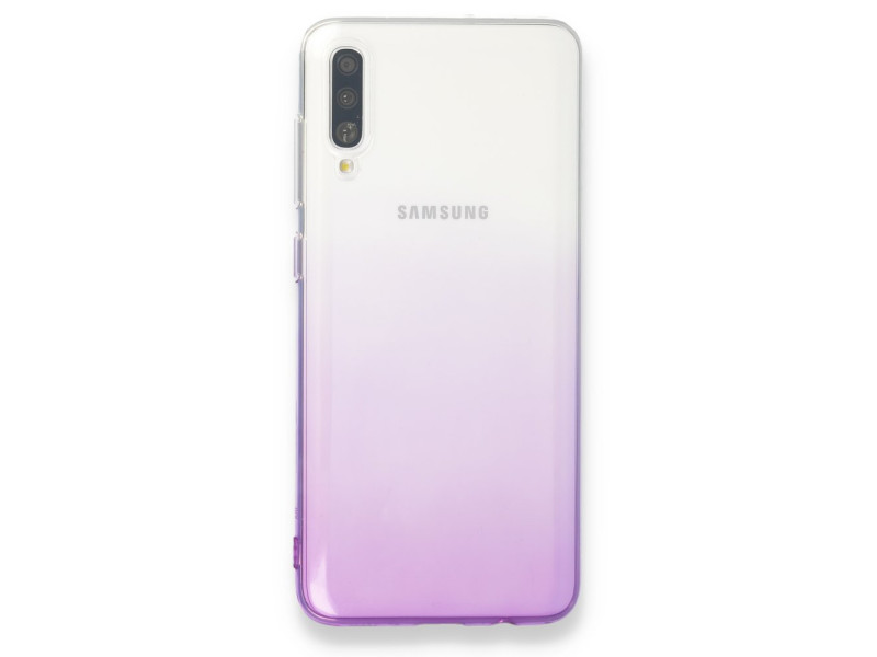 Newface Samsung Galaxy A70 Kılıf Lüx Çift Renkli Silikon - Mor