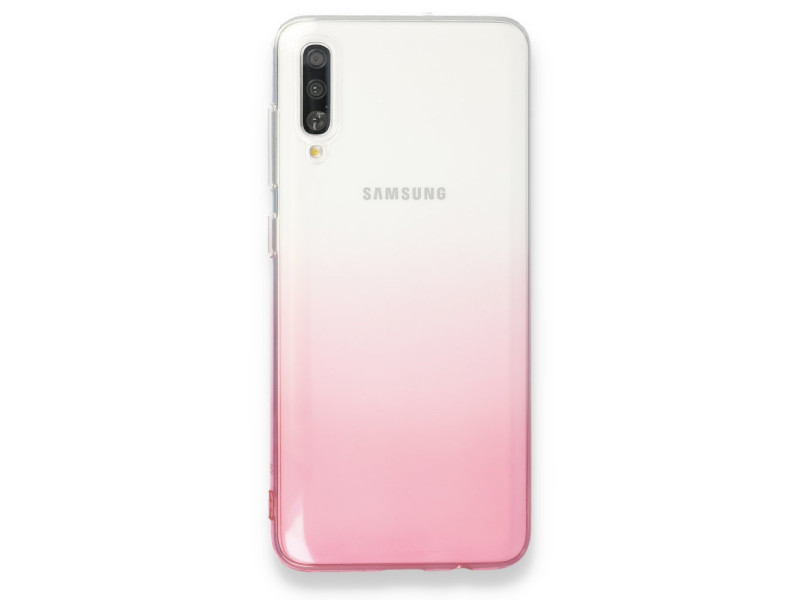 Newface Samsung Galaxy A70 Kılıf Lüx Çift Renkli Silikon - Pembe