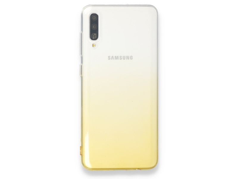 Newface Samsung Galaxy A70 Kılıf Lüx Çift Renkli Silikon - Sarı