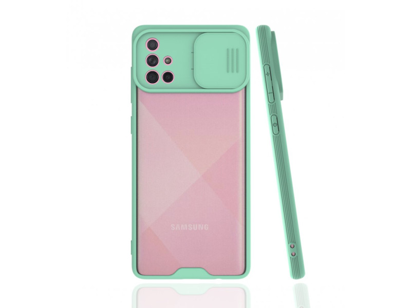 Newface Samsung Galaxy A71 Kılıf Platin Kamera Koruma Silikon - Açık Yeşil