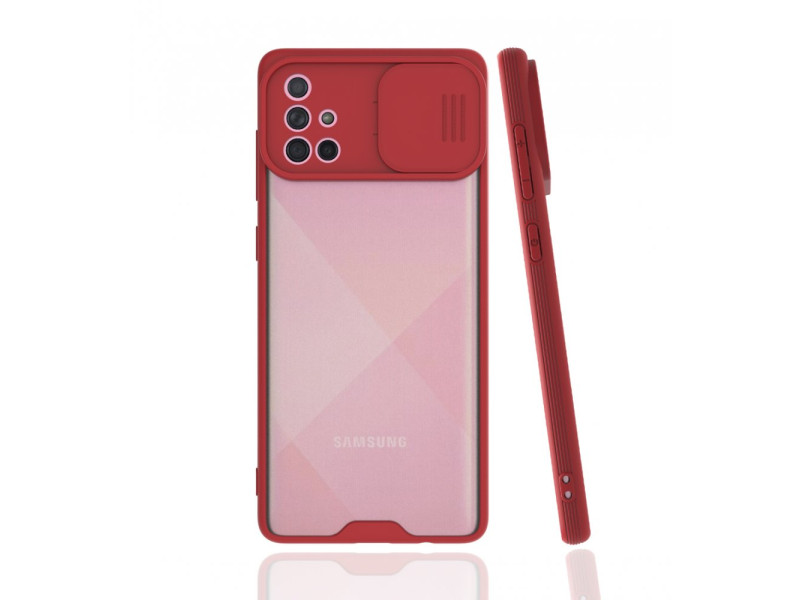 Newface Samsung Galaxy A71 Kılıf Platin Kamera Koruma Silikon - Kırmızı