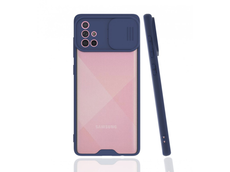 Newface Samsung Galaxy A71 Kılıf Platin Kamera Koruma Silikon - Lacivert