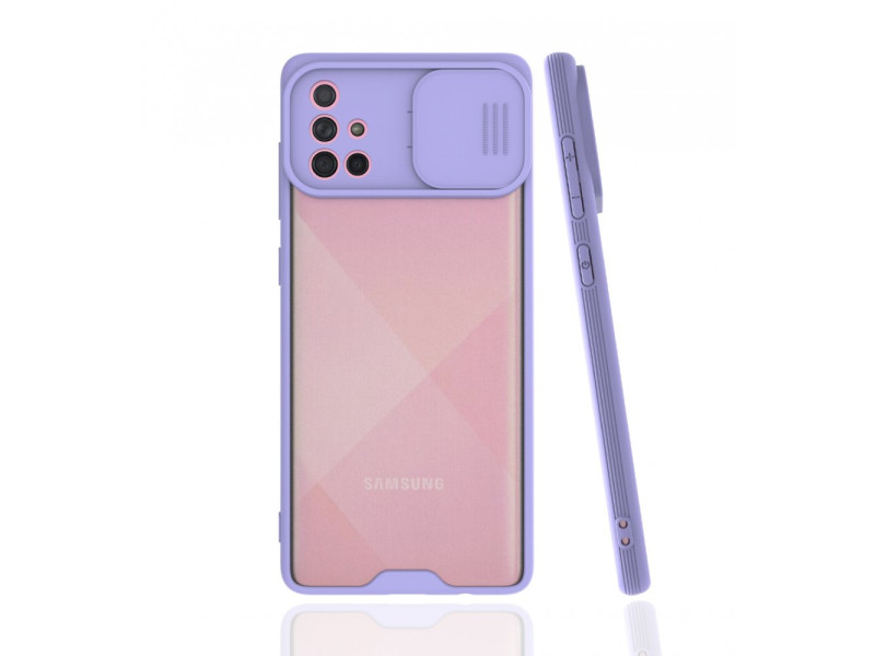 Newface Samsung Galaxy A71 Kılıf Platin Kamera Koruma Silikon - Lila