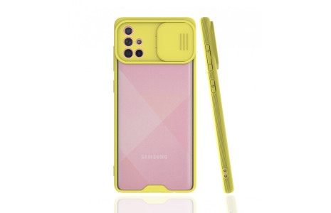 Newface Samsung Galaxy A71 Kılıf Platin Kamera Koruma Silikon - Sarı