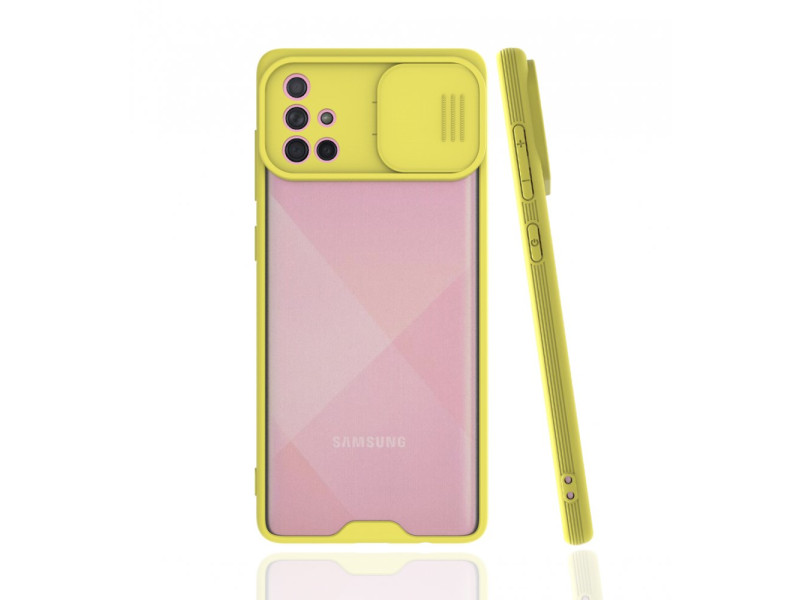 Newface Samsung Galaxy A71 Kılıf Platin Kamera Koruma Silikon - Sarı