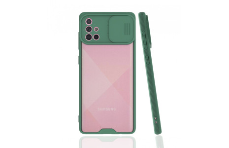 Newface Samsung Galaxy A71 Kılıf Platin Kamera Koruma Silikon - Yeşil