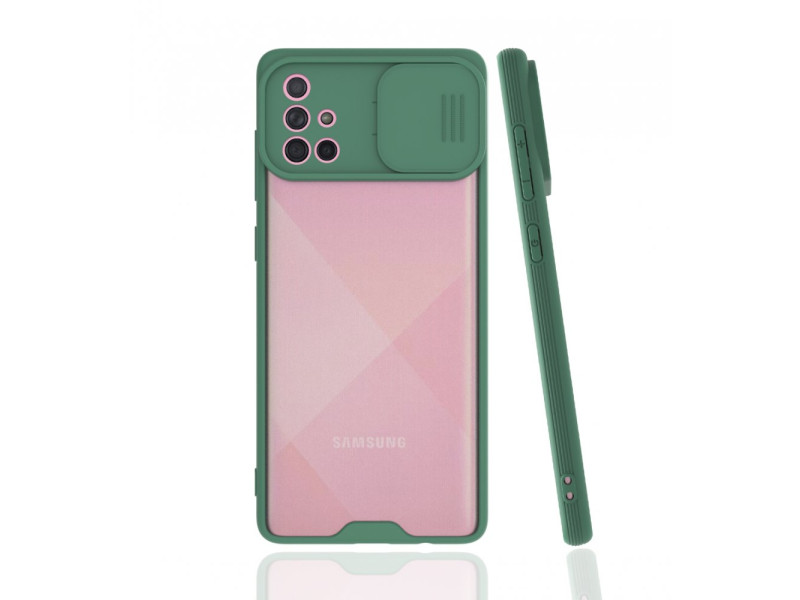 Newface Samsung Galaxy A71 Kılıf Platin Kamera Koruma Silikon - Yeşil