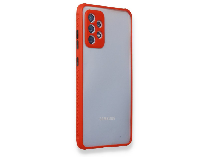 Newface Samsung Galaxy A72 Kılıf Miami Şeffaf Silikon - Kırmızı