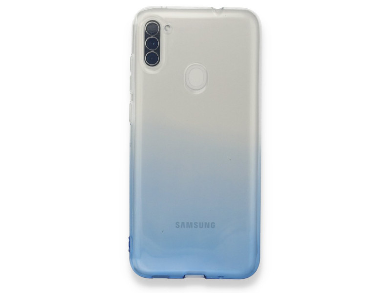 Newface Samsung Galaxy M11 Kılıf Lüx Çift Renkli Silikon - Mavi