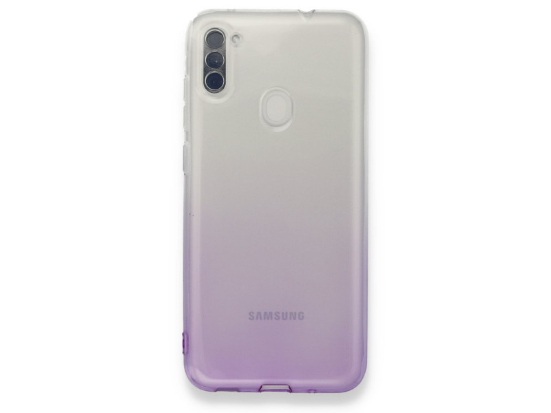 Newface Samsung Galaxy M11 Kılıf Lüx Çift Renkli Silikon - Mor