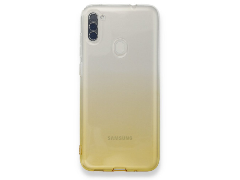 Newface Samsung Galaxy M11 Kılıf Lüx Çift Renkli Silikon - Sarı