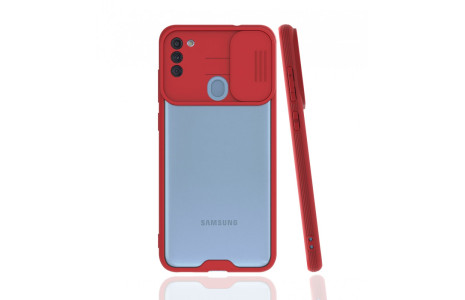 Newface Samsung Galaxy A11 Kılıf Platin Kamera Koruma Silikon - Kırmızı