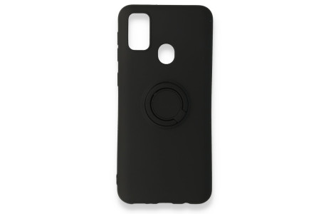 Newface Samsung Galaxy M30S Kılıf Viktor Yüzüklü Silikon - Siyah