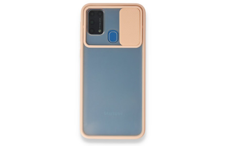 Newface Samsung Galaxy M31 Kılıf Palm Buzlu Kamera Sürgülü Silikon - Pembe