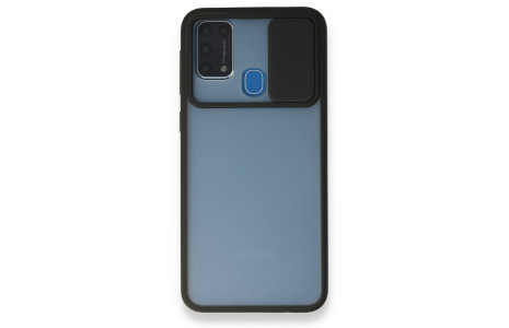Newface Samsung Galaxy M31 Kılıf Palm Buzlu Kamera Sürgülü Silikon - Siyah
