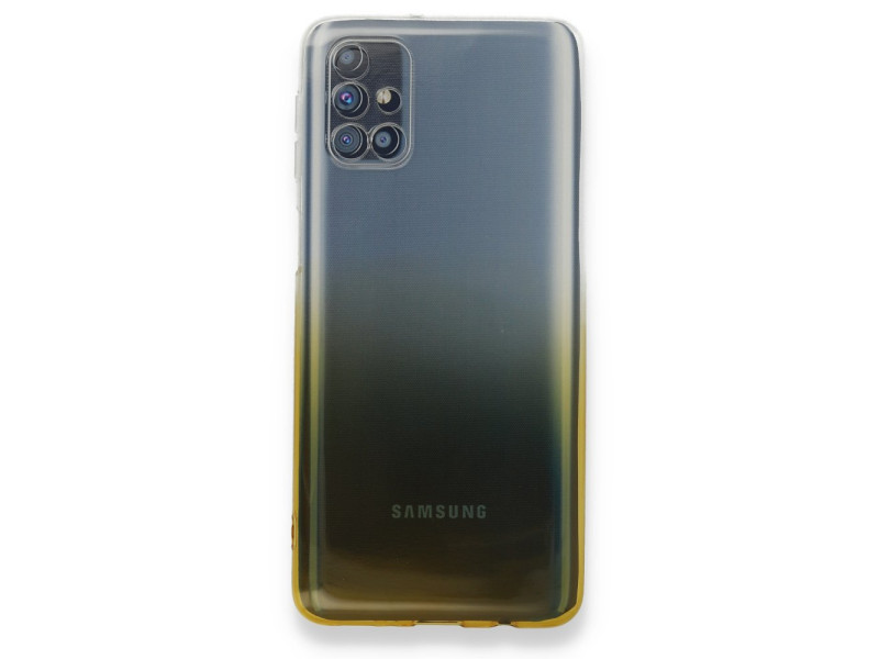 Newface Samsung Galaxy M31S Kılıf Lüx Çift Renkli Silikon - Sarı