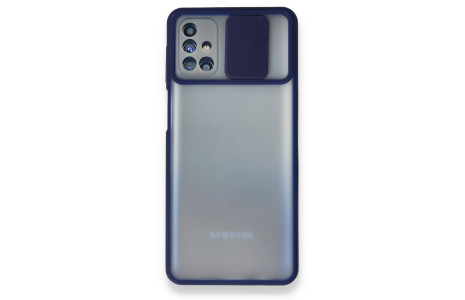 Newface Samsung Galaxy M31S Kılıf Palm Buzlu Kamera Sürgülü Silikon - Lacivert