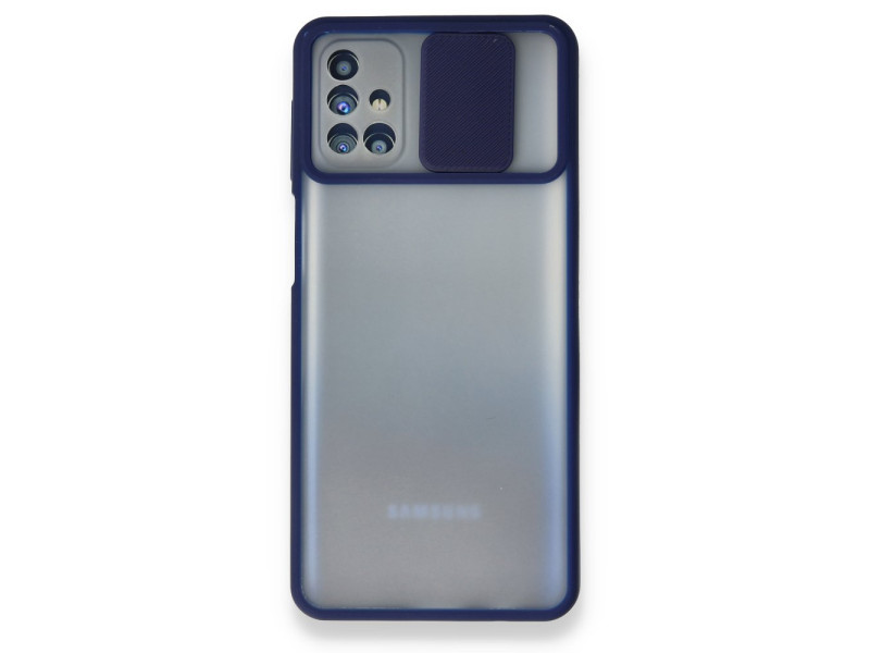 Newface Samsung Galaxy M31S Kılıf Palm Buzlu Kamera Sürgülü Silikon - Lacivert