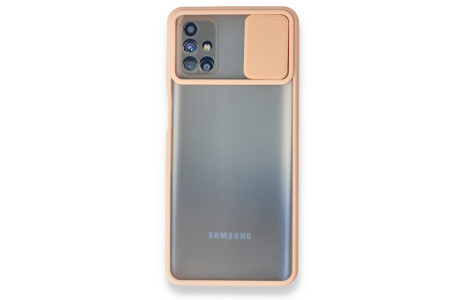 Newface Samsung Galaxy M31S Kılıf Palm Buzlu Kamera Sürgülü Silikon - Pembe