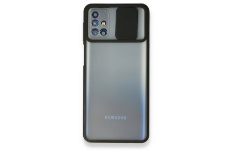 Newface Samsung Galaxy M31S Kılıf Palm Buzlu Kamera Sürgülü Silikon - Siyah