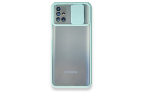 Newface Samsung Galaxy M31S Kılıf Palm Buzlu Kamera Sürgülü Silikon - Turkuaz