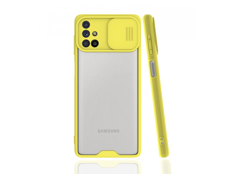 Newface Samsung Galaxy M31S Kılıf Platin Kamera Koruma Silikon - Sarı