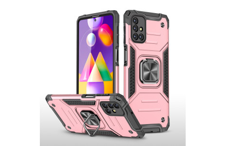 Newface Samsung Galaxy M31S Kılıf Zegna Yüzüklü Silikon Kapak - Rose