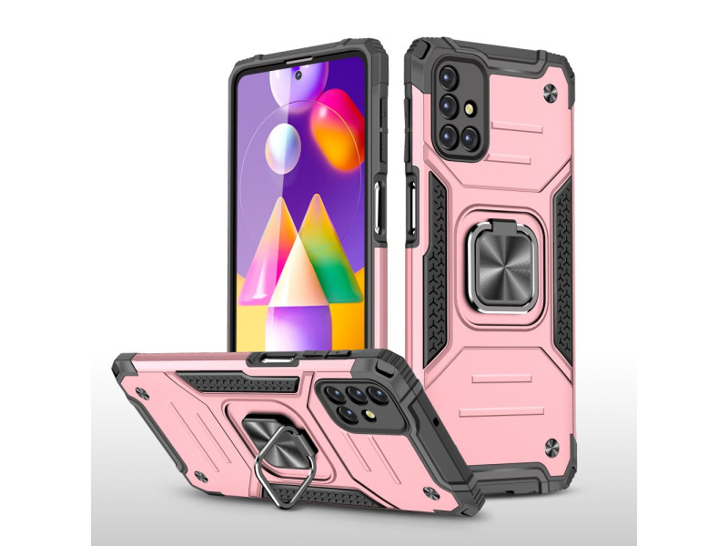 Newface Samsung Galaxy M31S Kılıf Zegna Yüzüklü Silikon Kapak - Rose