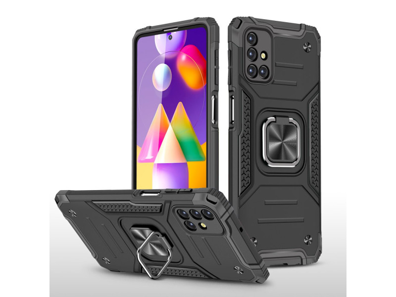 Newface Samsung Galaxy M31S Kılıf Zegna Yüzüklü Silikon Kapak - Siyah