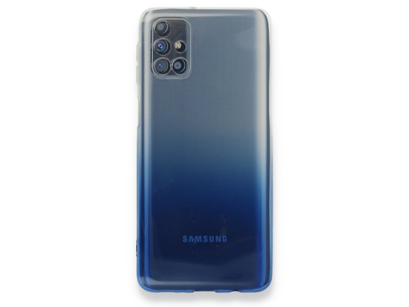 Newface Samsung Galaxy M51 Kılıf Lüx Çift Renkli Silikon - Mavi
