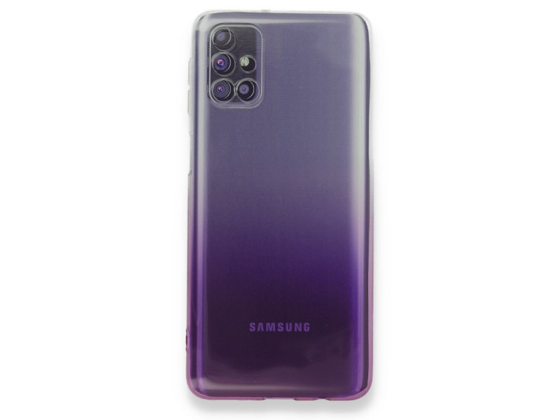 Newface Samsung Galaxy M51 Kılıf Lüx Çift Renkli Silikon - Mor
