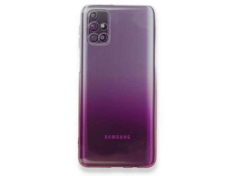 Newface Samsung Galaxy M51 Kılıf Lüx Çift Renkli Silikon - Pembe