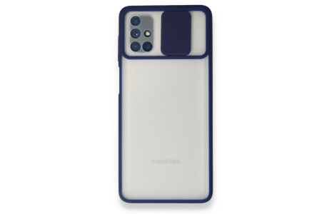 Newface Samsung Galaxy M51 Kılıf Palm Buzlu Kamera Sürgülü Silikon - Lacivert