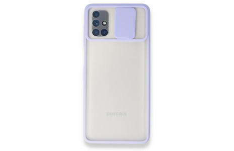 Newface Samsung Galaxy M51 Kılıf Palm Buzlu Kamera Sürgülü Silikon - Lila